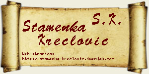 Stamenka Kreclović vizit kartica